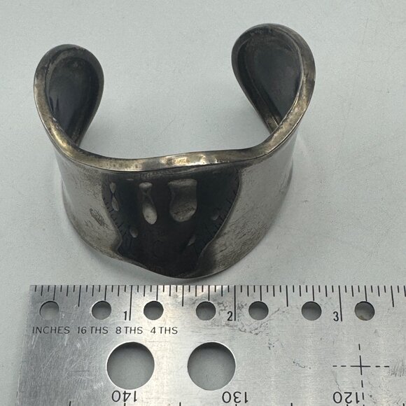 Unbranded Silver-Tone Wide Cuff Bracelet Vintage Statement Jewelry Piece - Picture 4 of 7